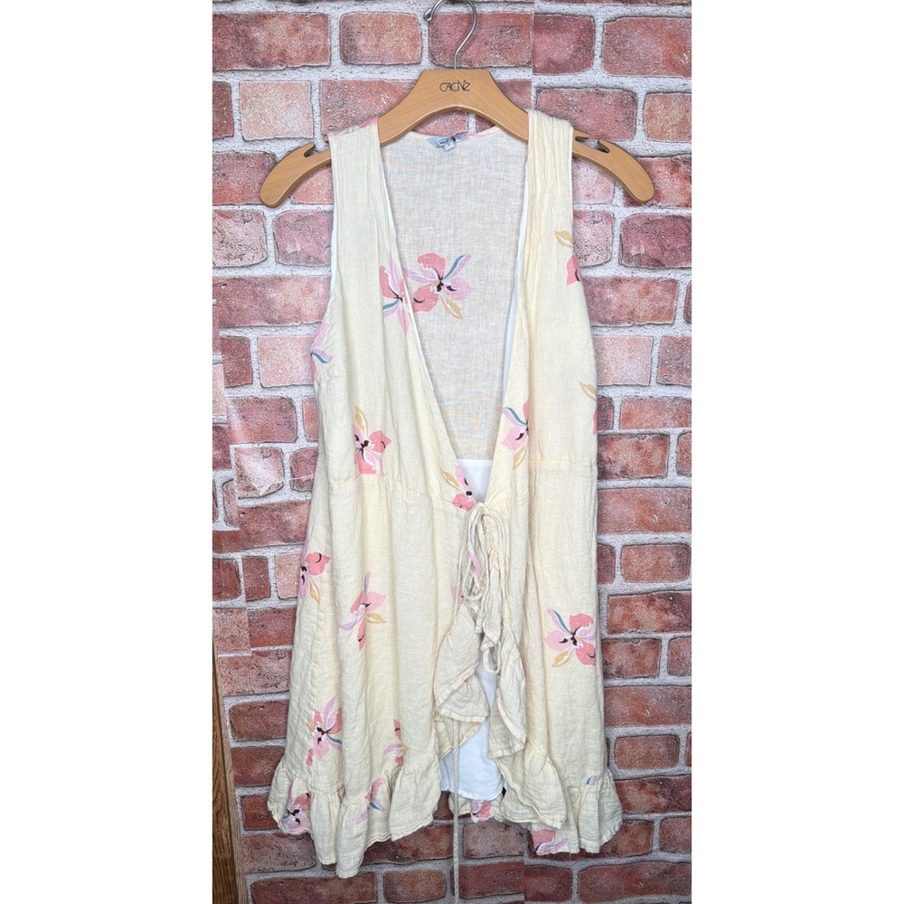 Rails Yellow Floral Linen Blend Wrap Dress‎ Fairy/Cottage Core Ruffle Hem Small